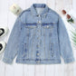 Mist Blue Rhinestones Studded Denim Jacket