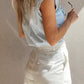 Sky Blue Mineral Wash Cap Sleeve Frilled Button Up Denim Shirt