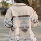 Pink Or Khaki Western Aztec Print Sherpa Splicing Buttoned Flap Pocket Coat