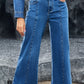 Black Plain Seam Detail Flared Bottom Ankle Length Jeans