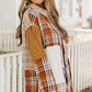 Burnt Orange Plaid Patchwork Shirt Jacket with Pocket Multiple Colors Available