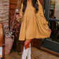 Light French Beige Loose Bishop Sleeve Shirt Dress