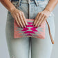 Bright Pink & Slate Aztec Wristlet