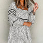 Gray Floral Print Open Back Balloon Sleeve Square Neck Mini Dress