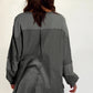 Gray Exposed Seam Patchwork Bubble Sleeve Waffle Knit Top