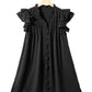 Black Ruffle Sleeve V Neck Frilled Shift Dress