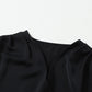 Black Solid Surplice Neck Shirred Cuffs Draped Blouse