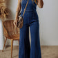 Spaghetti Strap Wide Leg Denim Jumpsuit