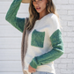 Vineyard Green Colorblock Patched Pocket Drop Shoulder Sweater