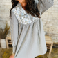 Striped Floral Patchwork Tied V Neck Shift Long Sleeve Mini Dress