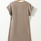 Light French Beige Center Seam Rolled Cuffs T-shirt Dress