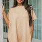 Apricot Short Sleeve Side Slit Oversized Sweater