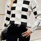 Orange Checkered Ribbed Neck Drop Shoulder Sweater