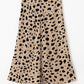 Khaki Leopard Spots Printed Split Hem Midi Skirt