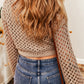 Smoke Gray Pointelle Knit V Neck Button Up Crop Cardigan