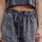 Black Acid Washed Short Lounge Set