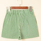 Fern Green Red Plaid Gingham Printed High Waist Shorts