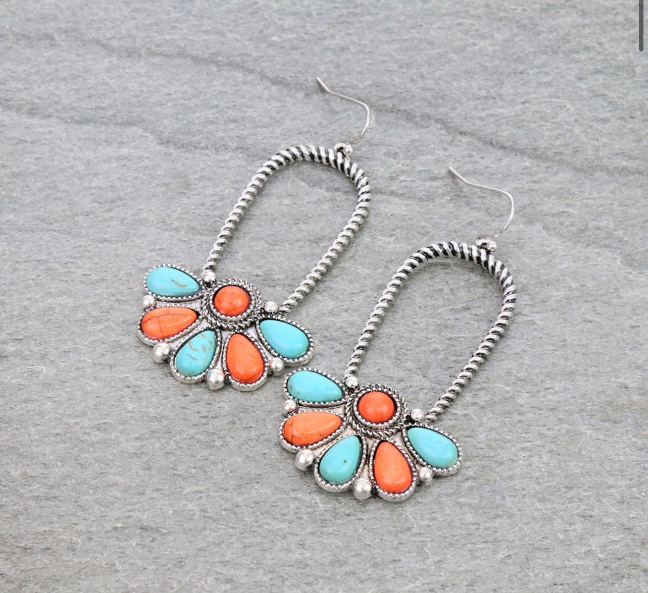 Orange Turquoise Earrings