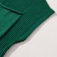 Deep Green Patch Pocket Ribbed Knit Short Sleeve Sweater