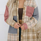 Burnt Orange Plaid Patchwork Shirt Jacket with Pocket Multiple Colors Available