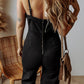 Flared Denim Jumpsuit In Blue Or Black