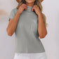 Gray Patch Pocket Ribbed Knit Short Sleeve Sweater