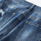 Blue Distressed Button Fly High Waist Skinny Jeans