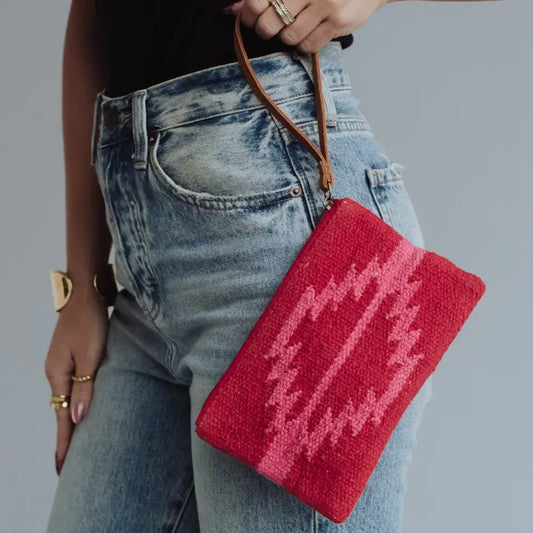 Rose & Pink Aztec Wristlet