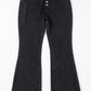 Black High Waist Button Front Flare Jeans