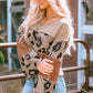 Leopard Colorblock Patchwork V-Neck Loose Sleeve Knit Top