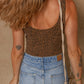 Brown Leopard Printed Sleeveless Scoop Neck Bodysuit