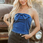 Sail Blue Vintage Bow Front Smocked Back Denim Tube Top