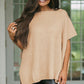 Apricot Short Sleeve Side Slit Oversized Sweater