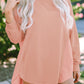 Coral Pink Splicing Raw Hem High Low Oversized Blouse