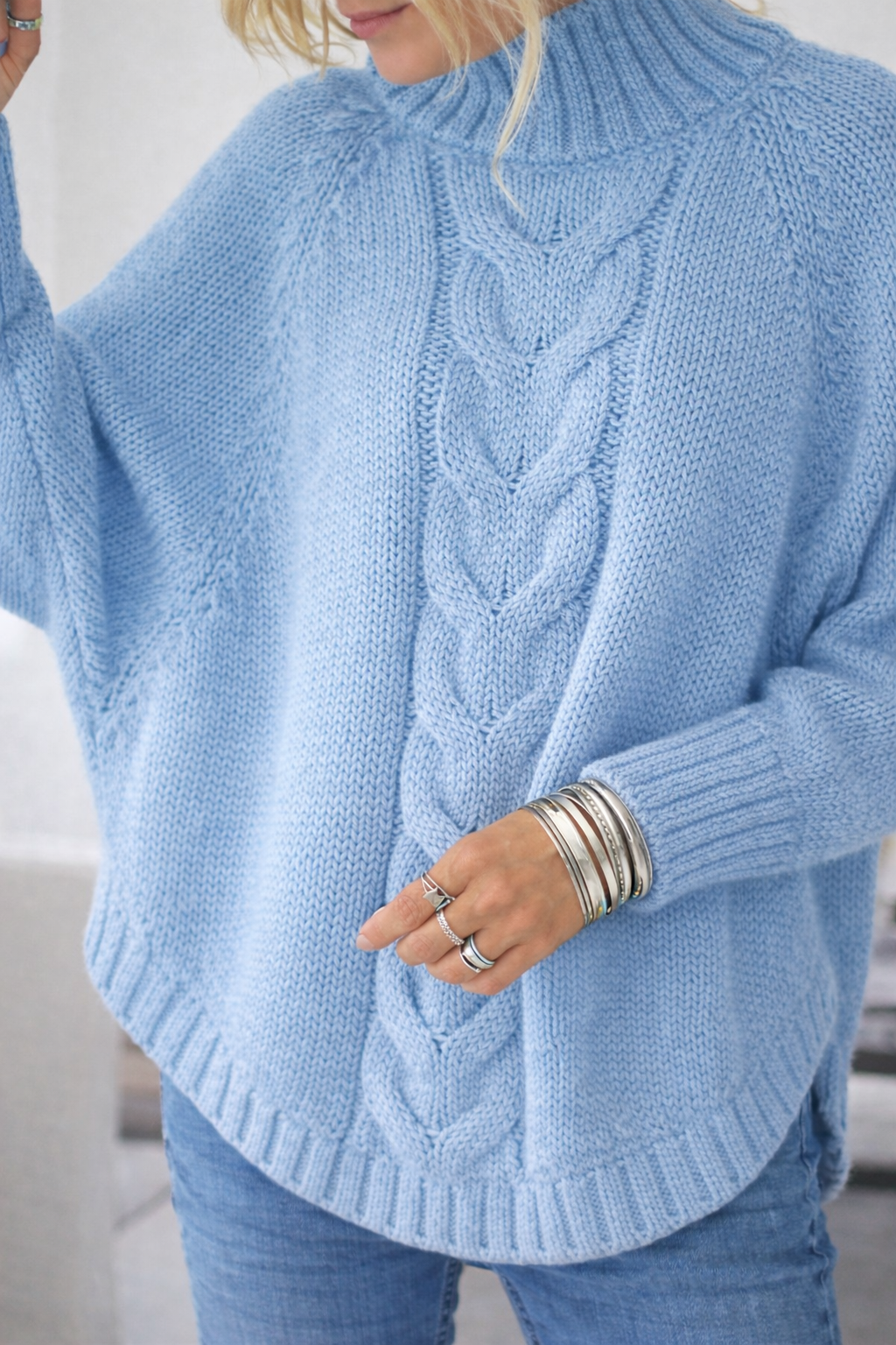 Full Size Cable-Knit Long Sleeve Sweater Plus Size