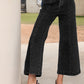 Black Plain Seam Detail Flared Bottom Ankle Length Jeans