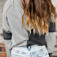 Gray Colorblock Seamed Ribbed Henley Hoodie