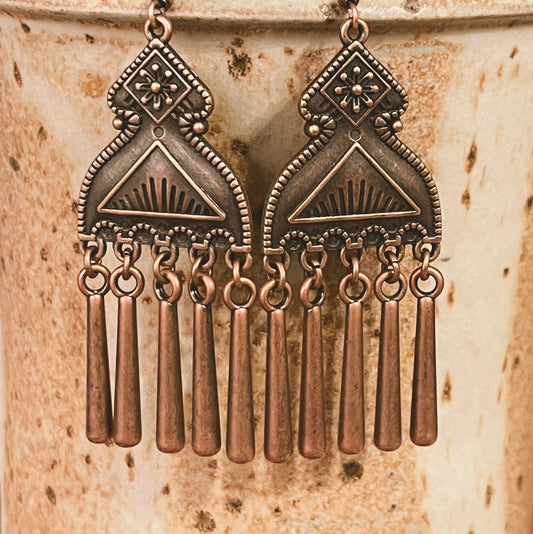 Copper chandelier earrings