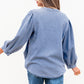 Denim Front Pintuck Bow Tie Puff Sleeve Top