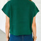 Deep Green Patch Pocket Ribbed Knit Short Sleeve Sweater