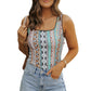 Green Western Geo Printed Square Neck Tank Top