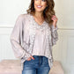 POL Floral Embroidery Woven Top with Lace Trim