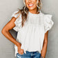 White Smocked Ruffle Sleeve Blouse