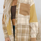 Burnt Orange Plaid Patchwork Shirt Jacket with Pocket Multiple Colors Available