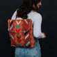 Orange & Multicolored Aztec Backpack