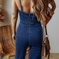 Spaghetti Strap Wide Leg Denim Jumpsuit