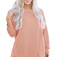 Coral Pink Splicing Raw Hem High Low Oversized Blouse