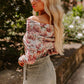 Pink Floral Printed Long Sleeve Sheath Bodysuit