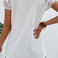 White Sheer Lace Short Sleeves Eyelet Embroidered Tee