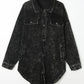 Black Vintage Distressed Mineral Wash Oversized Shacket